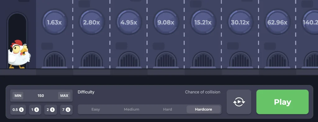 Niveles de dificultad en Chicken Road
